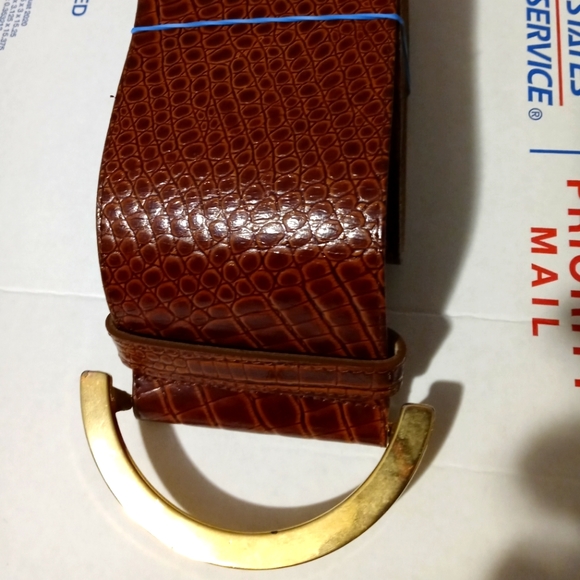 🇺🇸📿EXPRESS CROC STYLE LEATHER 🏩🎊 BELT MADE IN THE U.S.A. 3" WIDE. - Picture 1 of 14